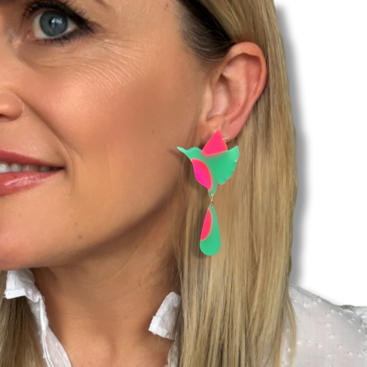 Azure Kingfisher - Green and Pink