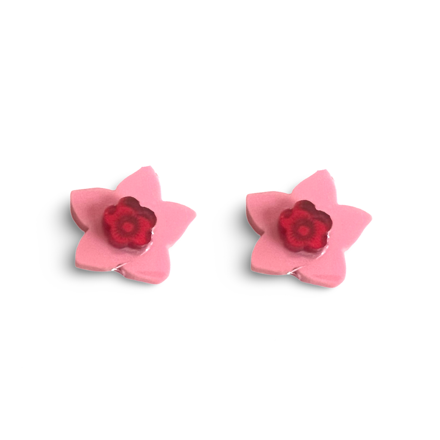 Pink Flower Studs