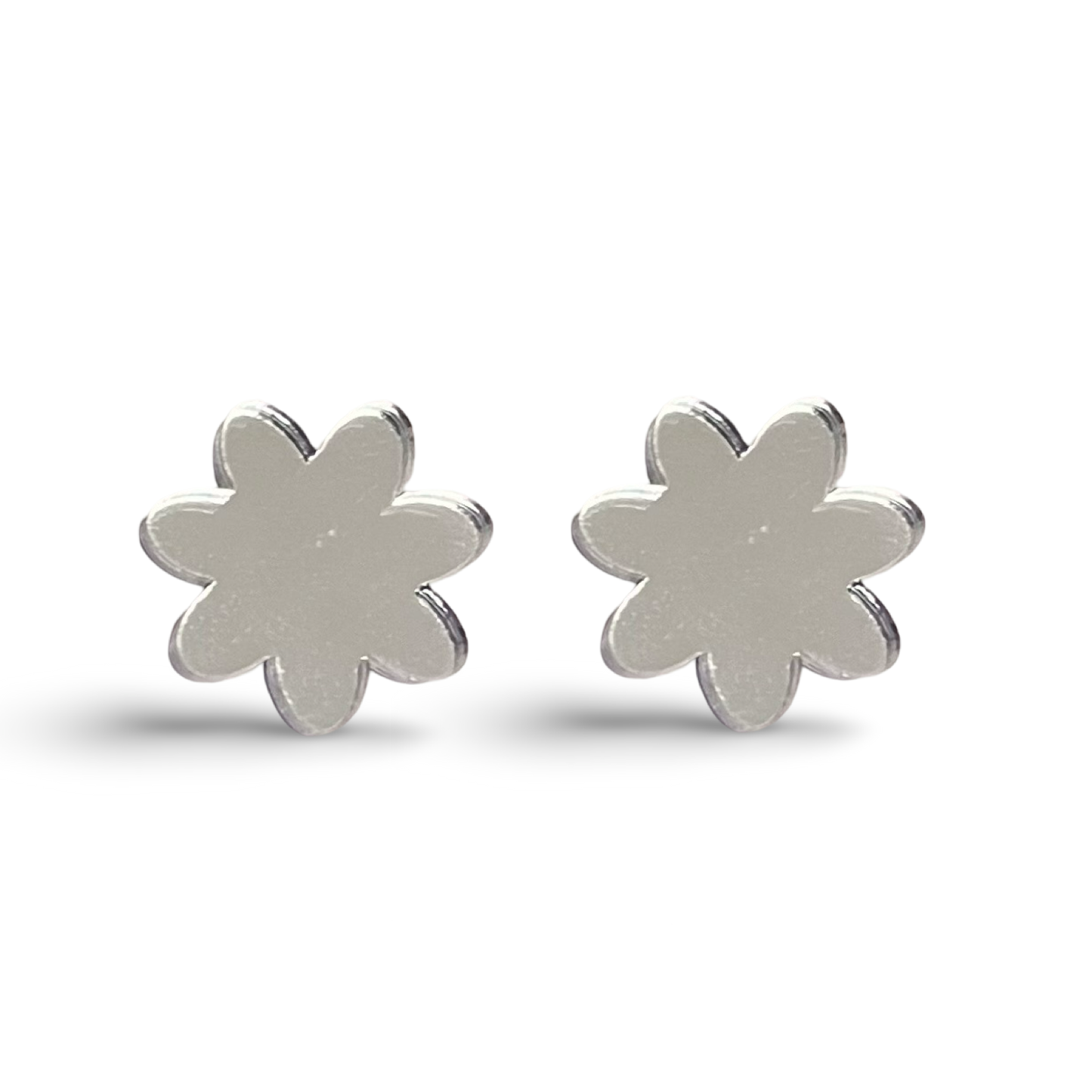 Silver Mirror Flower Studs