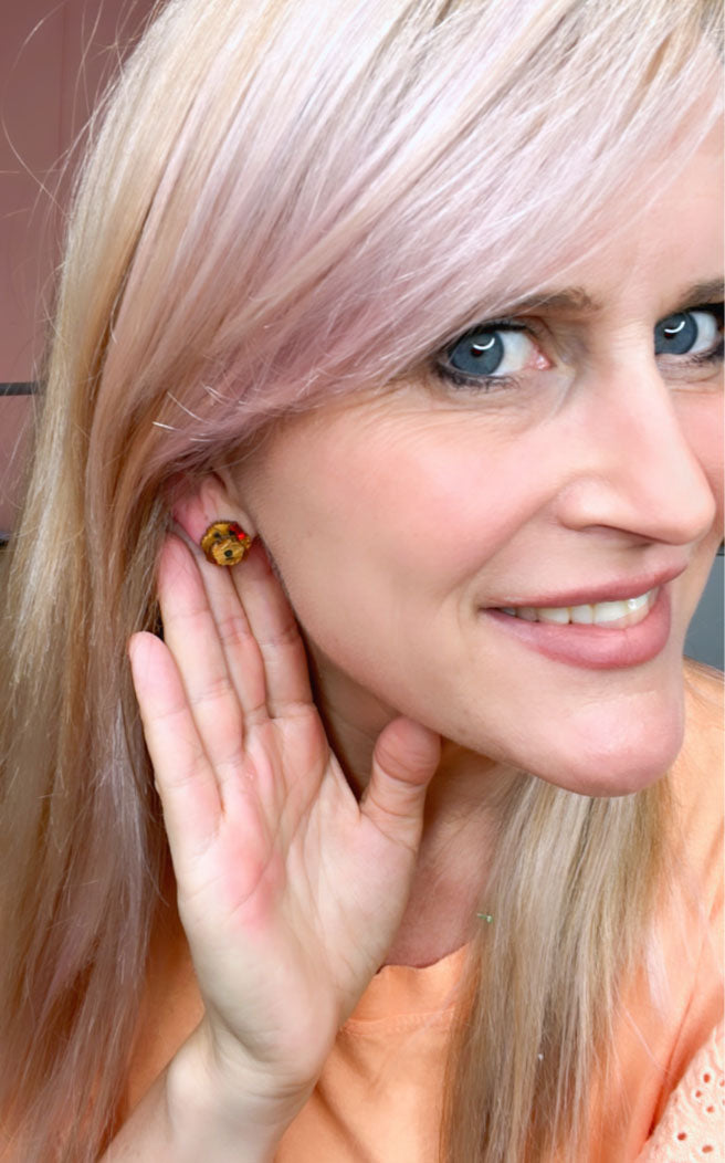 Bling Hound founder wearing canine studs