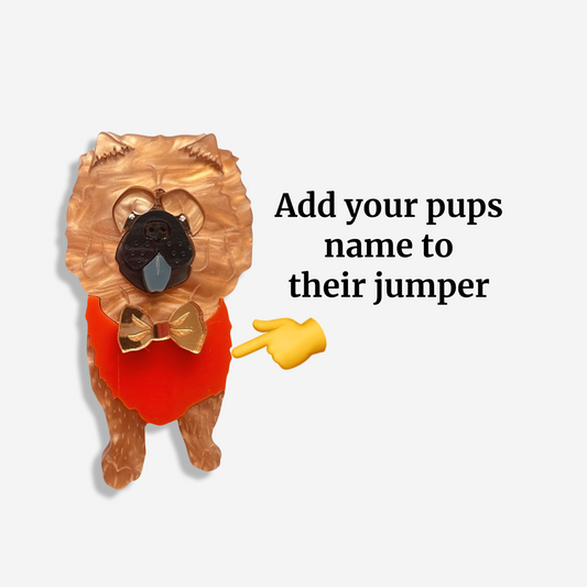Personalised Jumper - Chow Chow Brooch