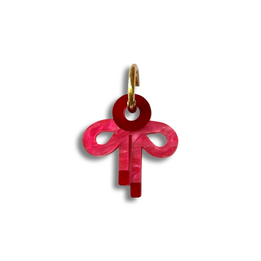 Mini Ribbon Bow Bag Charm -Tied Intentions - And O Clasp