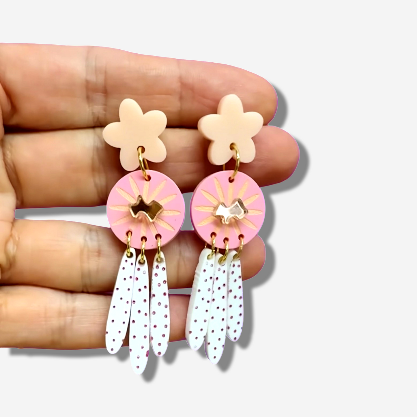 Sundial Dangles in Pink and Orange