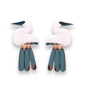 White Stork Statement Earrings