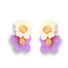 Load image into Gallery viewer, Tibouchina and Ivory Statement Studs