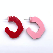 Load image into Gallery viewer, Summer Ready Reversible Hoops Red and Pink