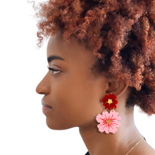 Load image into Gallery viewer, Red and Pink Double Flowers