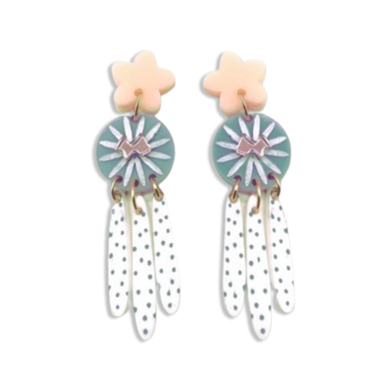 Sundial Dangles in Sage and Nude