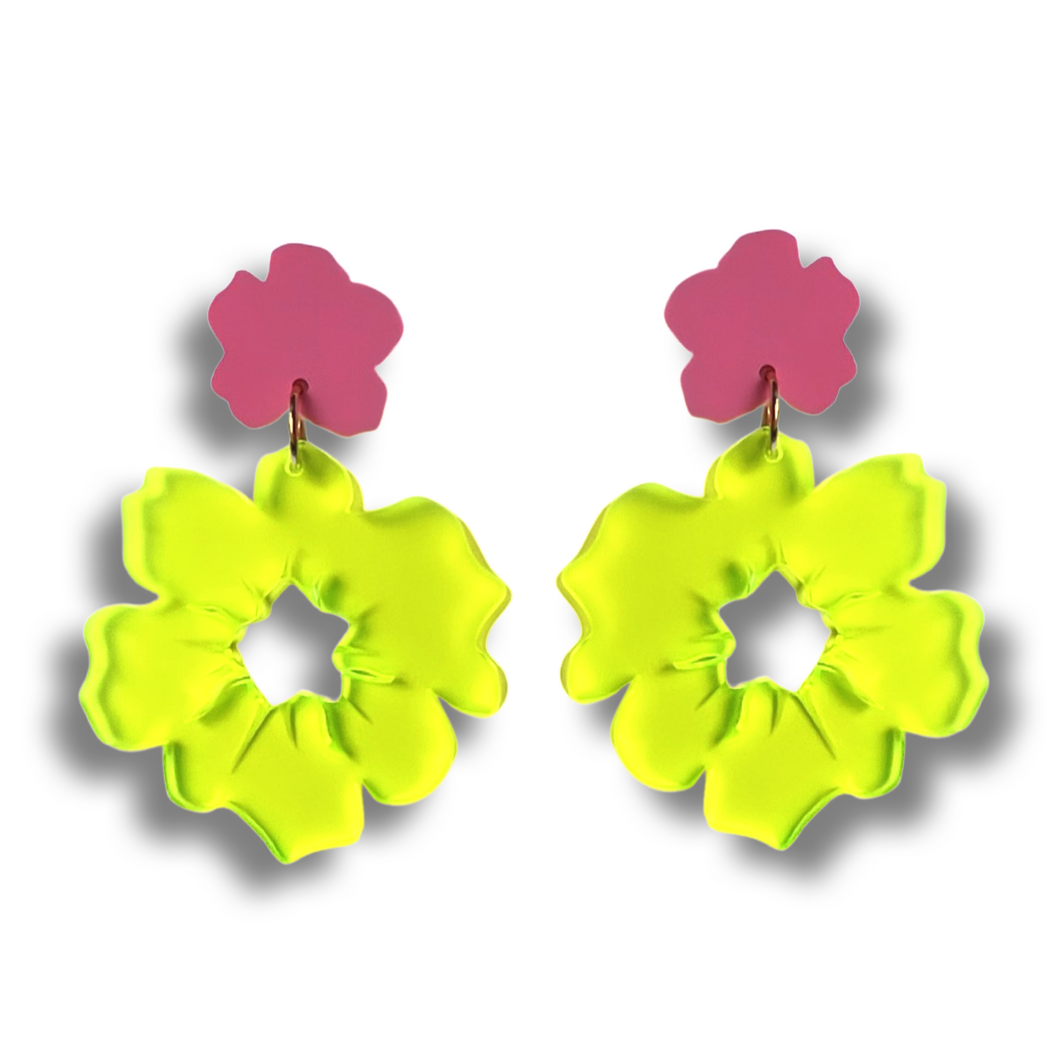 Pink and Neon Yellow Earring
