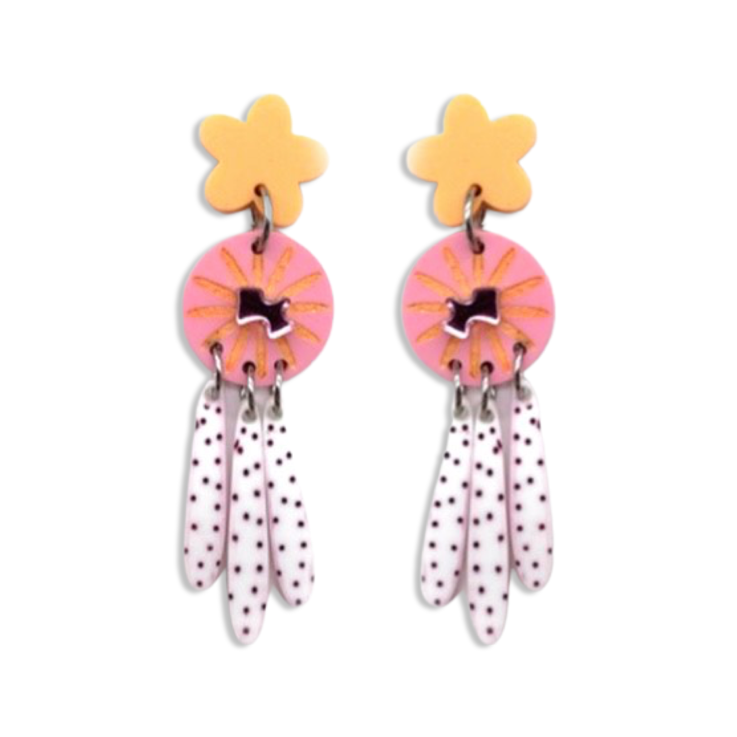 Sundial Dangles in Pink and Orange