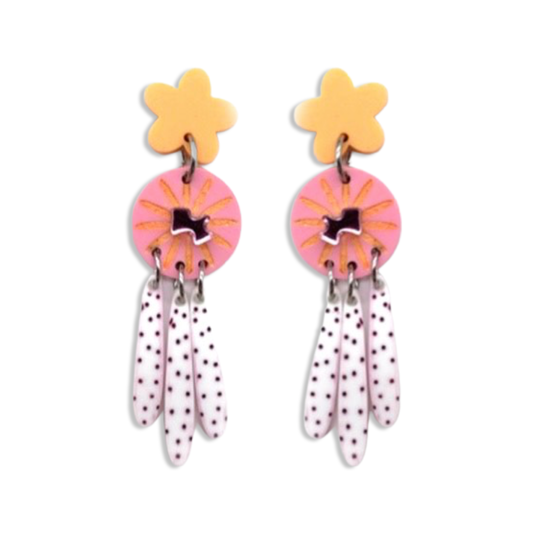 Sundial Dangles in Pink and Orange