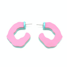 Load image into Gallery viewer, Summer Ready Reversible Hoops Mint and Pink